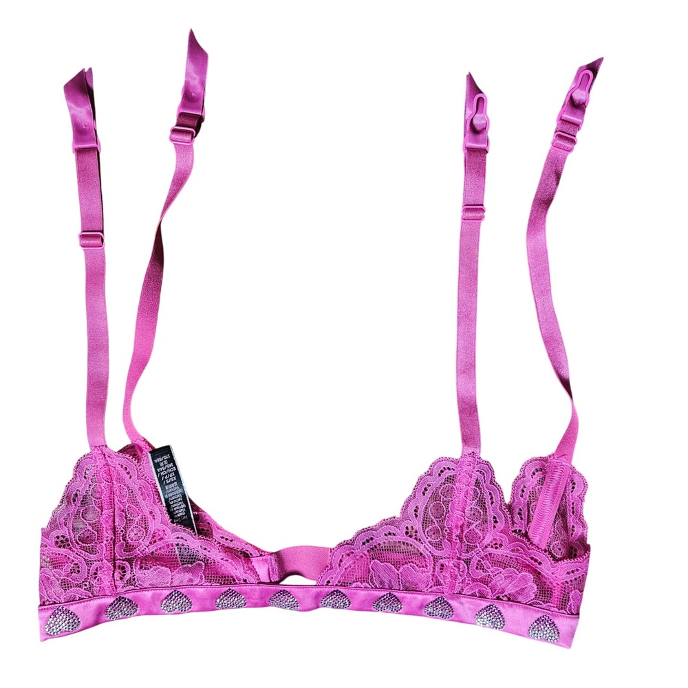 Victoria's Secret Very Sexy Rhinestone Embellished Hearts Lace Garter Belt XS/S